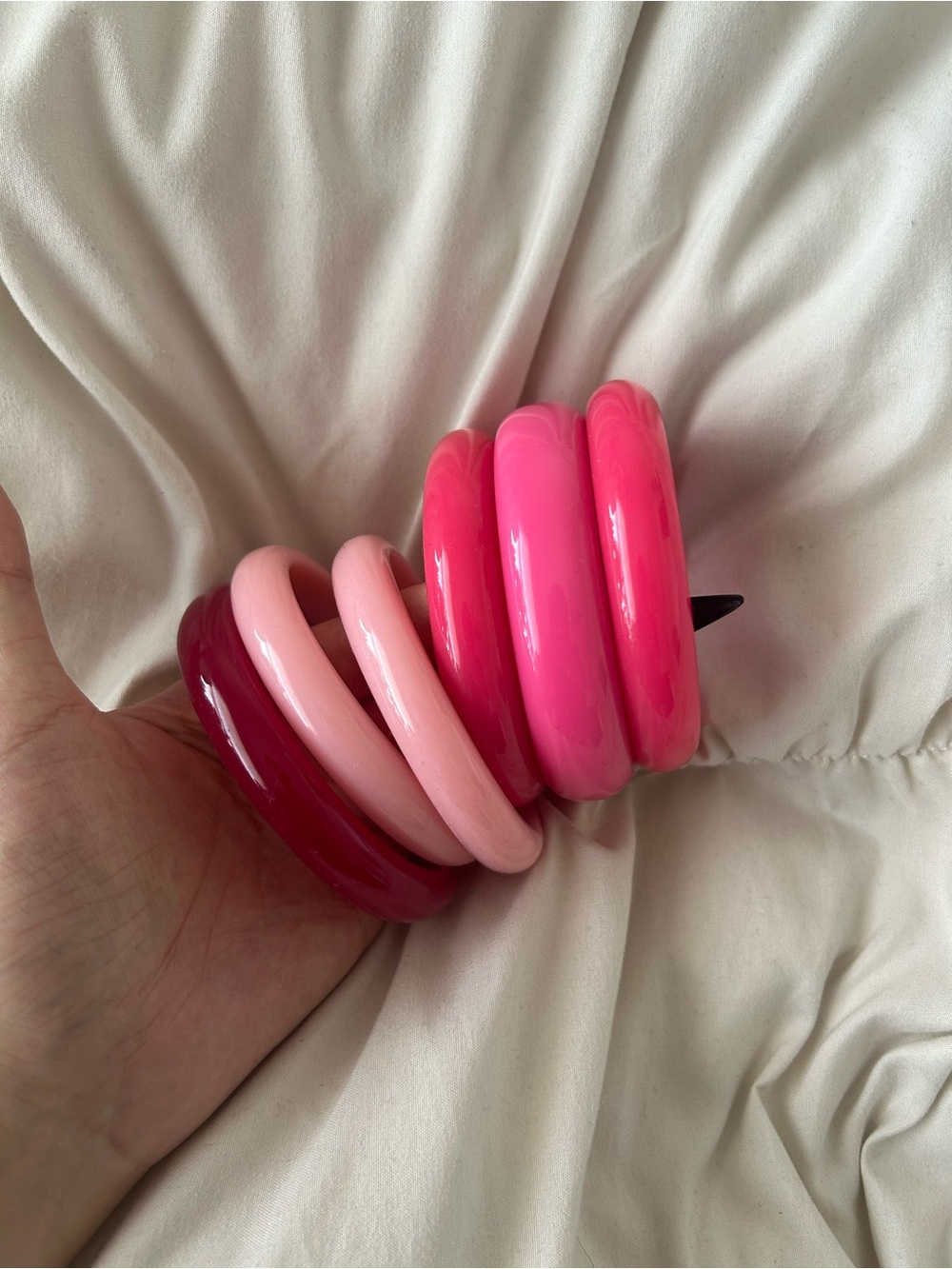 Pink Gradient Resin Bangle Set - Women's Accessories
